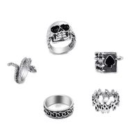 Creative Fashion Temperament Jewelry Simple Atmosphere Dark Retro Spades Love Ring 7-piece Set sku image 18
