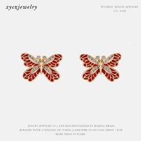 Mode Schmetterling Kupfer Zirkon Ohrringe Großhandel sku image 1