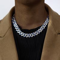 Rhombus Full Diamond Cuban Chain Necklace Men's Cross-border sku image 11