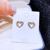 Fashion Zircon Micro-inlaid Heart-shaped Earrings sku image 1