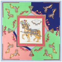 New Silk Scarf 70cm Square Scarf Pegasus War Horse Printing Satin Silk Scarf Decoration Scarf sku image 19