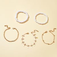 Nouveau Style Géométrique En Forme De Coeur Perlé Cinq-couche Bracelet main image 3