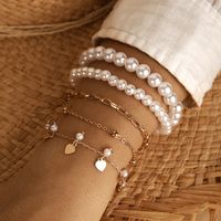 Neue Stil Geometrische Herz Form Perle Perlen Fünf-schicht Armband sku image 1