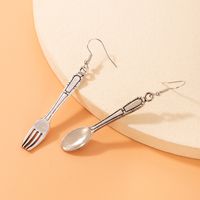 Simple New Style Spoon Fork Geometric Asymmetric Tableware Pendant Earrings main image 3