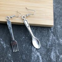 Simple New Style Spoon Fork Geometric Asymmetric Tableware Pendant Earrings main image 5