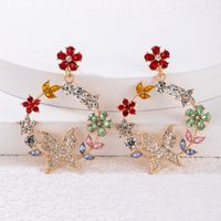 New Style Geometric Garland Colorful Flower Butterfly Rhinestone Earrings main image 2