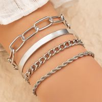 Fashion Silver Chain Bracelet Four-piece Alloy Simple Bracelet Multiple Set main image 1