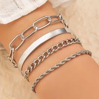 Fashion Silver Chain Bracelet Four-piece Alloy Simple Bracelet Multiple Set main image 6