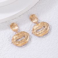 New Style Geometric Hollow Red Dripping Oil Lip Pendant Earrings main image 4