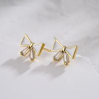 New Fashion Simple Bow Ear Stud Women's Micro Inlaid Zircon Dripping Copper Earrings main image 2