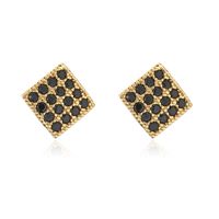 Fashion Simple Copper Plated Real Gold Micro Inlaid Zircon Pearl Geometric Ear Studs sku image 1