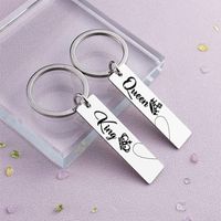 Fashion Simple Couple Valentine's Day Gift  Lettering Pendant Stainless Steel Keychain main image 5
