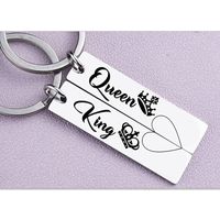 Fashion Simple Couple Valentine's Day Gift  Lettering Pendant Stainless Steel Keychain main image 3