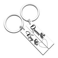 Mode Einfache Paar Valentinstag Geschenk Schriftzug Anhänger Edelstahl Keychain main image 4