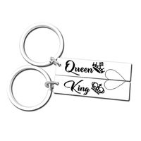 Fashion Simple Couple Valentine's Day Gift  Lettering Pendant Stainless Steel Keychain main image 2