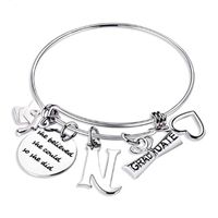 Fashion Simple Stainless Steel Adjustable Retractable Bracelet Lettering Graduation Gift sku image 1