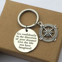 Stainless Steel Keychains Graduation Gift Lettering Boat Anchor Compass Key Chain main image 5