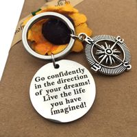 Stainless Steel Keychains Graduation Gift Lettering Boat Anchor Compass Key Chain main image 4