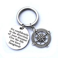 Stainless Steel Keychains Graduation Gift Lettering Boat Anchor Compass Key Chain main image 2