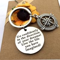 Stainless Steel Keychains Graduation Gift Lettering Boat Anchor Compass Key Chain sku image 1