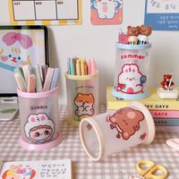 Cute Creative Transparent Round Diy Pen Container  Student Stationery main image 1