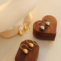 Creative Fashion Water Drop Shape Pendant Titanium Steel Gold Plated Earrings main image 4