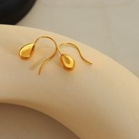 Creative Fashion Water Drop Shape Pendant Titanium Steel Gold Plated Earrings main image 2