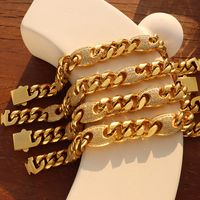 Mode Intarsien Diamant Kubanischen Kette Titan Stahl Gold-überzogene Armband main image 2