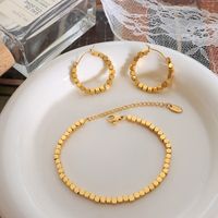 Fashion Style Titanium Steel Gold-plated Cube Bracelet Earrings main image 2