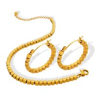 Fashion Style Titanium Steel Gold-plated Cube Bracelet Earrings main image 3