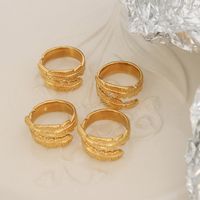 Anillo De Oro De 18k Chapado En Acero De Titanio De Pluma En Forma De Rollo De Nuevo Estilo main image 1