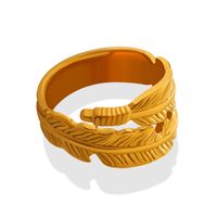 Neue Art-roll-förmigen Feder Titan Stahl Vergoldet 18k Gold Ring main image 3