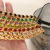 New Style Colorful Zircon Titanium Steel Gold-plated Necklace Bracelet Earrings main image 2