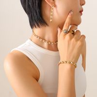 New Style Colorful Zircon Titanium Steel Gold-plated Necklace Bracelet Earrings main image 1