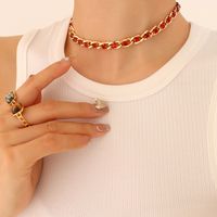 New Style Colorful Zircon Titanium Steel Gold-plated Necklace Bracelet Earrings sku image 84