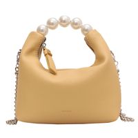 Fashion Pearl Hand Small Square Bag Chain Shoulder Bag Litchi Pattern Crossbody Bag sku image 4