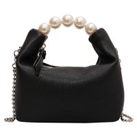 Fashion Pearl Hand Small Square Bag Chain Shoulder Bag Litchi Pattern Crossbody Bag sku image 3