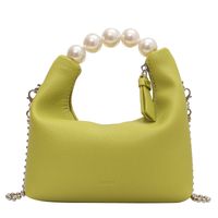 Fashion Pearl Hand Small Square Bag Chain Shoulder Bag Litchi Pattern Crossbody Bag sku image 1