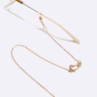 Fashion Simple Rhinestone Pearl Heart-shaped Pendant Glasses Chain main image 3