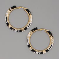 Fashion Bohemian Style Colorful Geometric Miyuki Beaded Handmade Hoop Earrings sku image 4