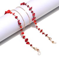 Fashion Natural Stone Red Color Alloy Glasses Chain Mask Chain main image 4