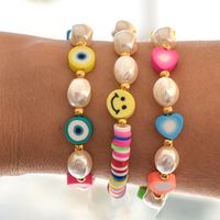 Fashion New Bohemian Polymer Clay Imitation Pearl Devil's Eye Bracelet Set main image 5