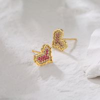 Fashion Heart Inlaid Zircon Copper Zircon Earrings main image 2