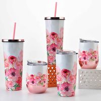 2022 New Fashion Floral Print Large Capacity Straw Cup main image 2