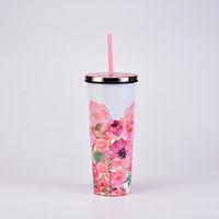 2022 New Fashion Floral Print Large Capacity Straw Cup main image 6