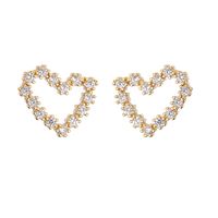 Fashion Heart Inlaid Zircon Copper Zircon Earrings sku image 1