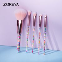 Mode Tube En Aluminium Brosse En Nylon 5 Pièce Bonbons Maquillage Brush Set Gros sku image 2