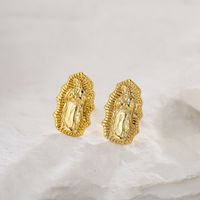 Fashion Plated Real Gold Micro Inlaid Zircon Virgin Geometric Copper Ear Stud Earrings main image 2