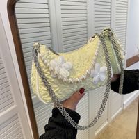 2022 New Summer Pearl Chain Small Shoulder Bag Fashion Pleated Flower Handbag main image 2