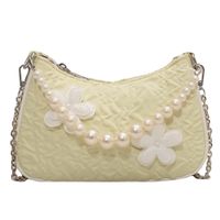 2022 New Summer Pearl Chain Small Shoulder Bag Fashion Pleated Flower Handbag sku image 1